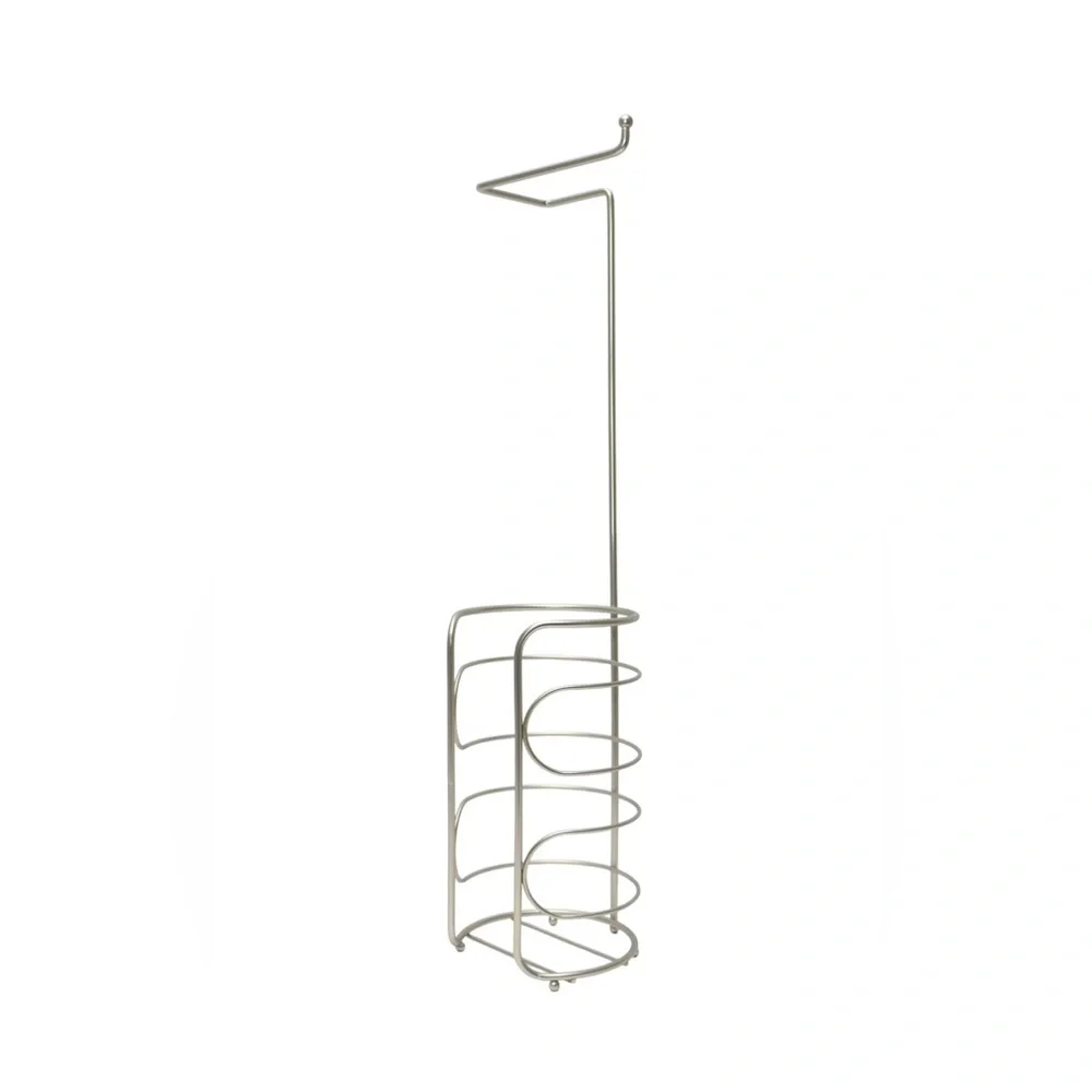 Mainstays Freestanding Satin Nickel Steel Toilet Paper Holder with Storage